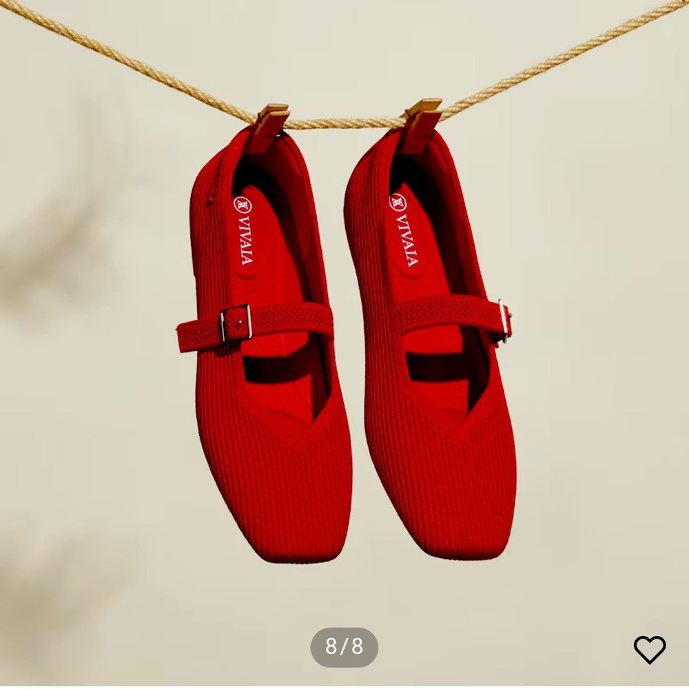 Knit Red Mary Jane Flats